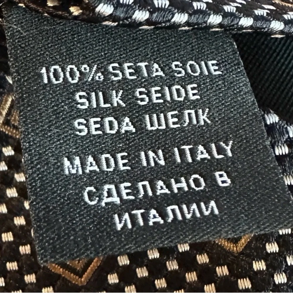 Hugo Boss Silk Neck Tie Black & Gold 3” Wide